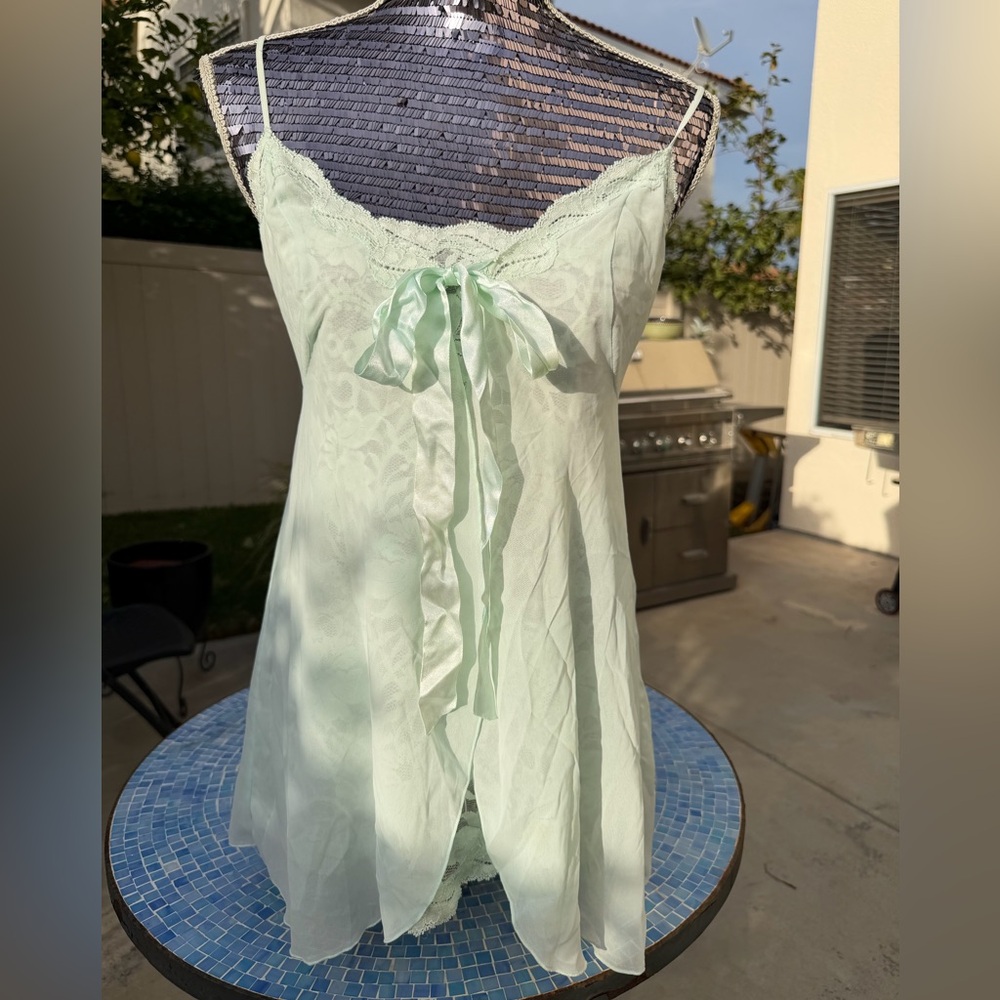 Vintage Victoria's Secret Light Green Lace Chemise